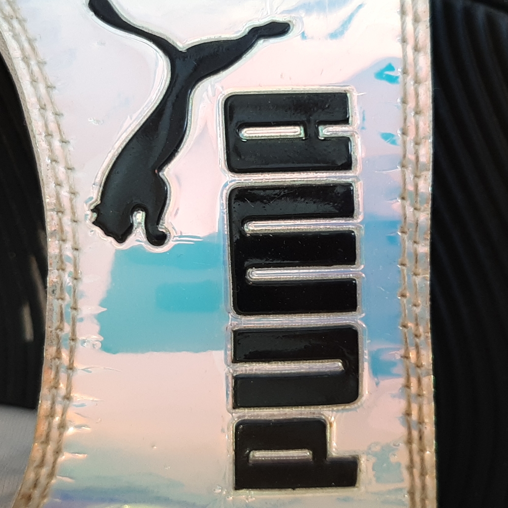Puma silver and black slides Size 6 - Picture 2 of 5